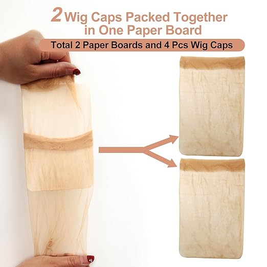 ZEBAISH HD Wig Cap, Pack Of 5 Invisible and Sheer Breathable Ultra-thin Stretchy Stocking Caps Beige Colour