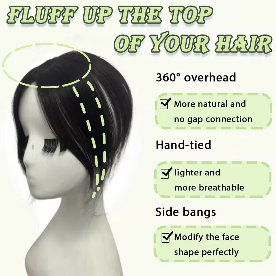 Black Brown 2 Clips Patch with Curtain Bangs | Zebaish Wigs and Extensions