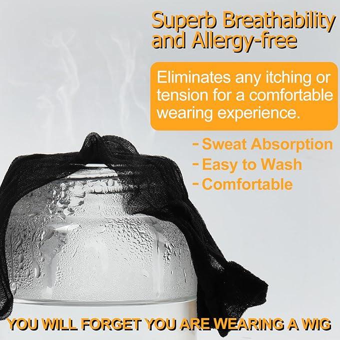 ZEBAISH Skinlike HD Wig Cap, Pack Of 5 Invisible and Sheer Breathable Ultra-thin Stretchy Stocking Caps Black Colour | Zebaish Wigs & Extensions