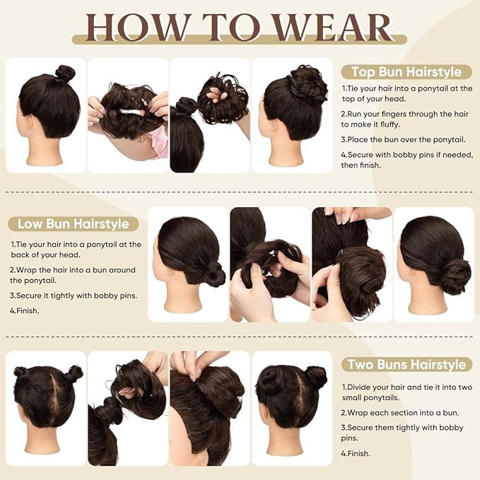 Dirty Blonde Messy Srunchy Bun Hair Piece for Thin Hair Women Synthetic Chignon | Zebaish Wigs and Extensions