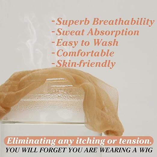 ZEBAISH HD Wig Cap, Pack Of 5 Invisible and Sheer Breathable Ultra-thin Stretchy Stocking Caps Beige Colour