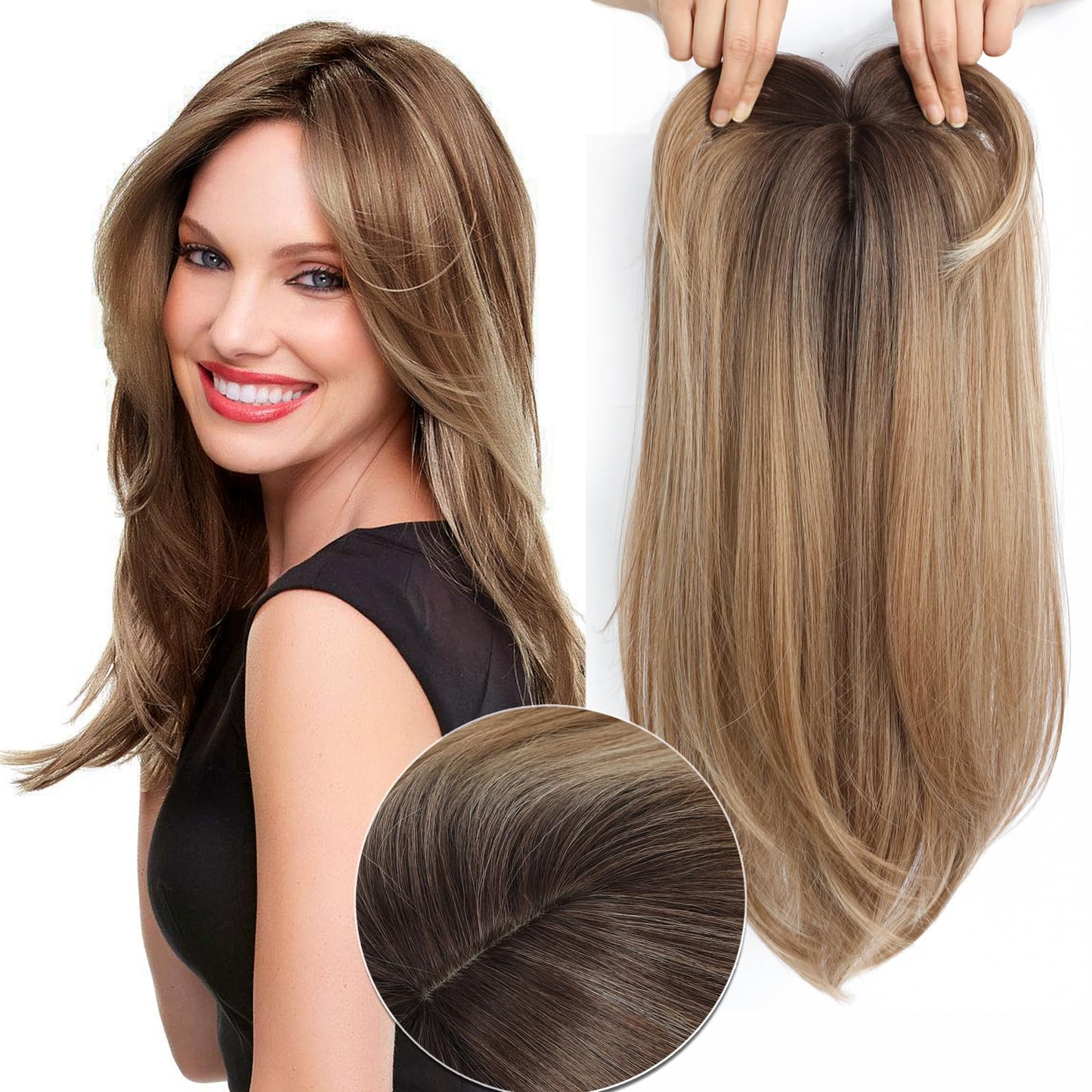 Zebaish Brown Ombre Topper With Golden Blonde Highlights