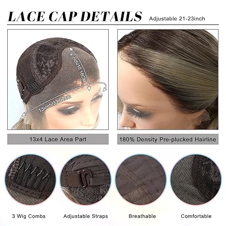 Balayage Ash Blonde Ombre Wig, 28" Soft Waves Synthetic Lace Frontal| Zebaish Wigs & Extensions