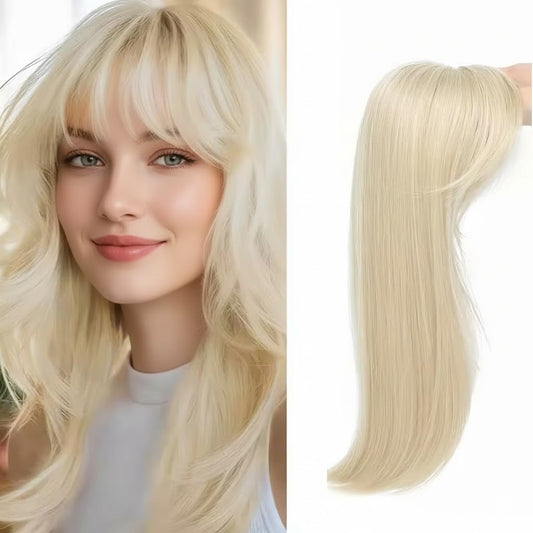 Bleach Blonde Hair 20" Long Topper With 3 Clips, Volumizing Piece | Zebaish Wigs & Extensions