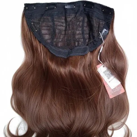 ChestNut With Dark Brown Highlights U Shape 7 Clips Extension 28" Long Synthetic Hair | Zebaish Wigs & Extension