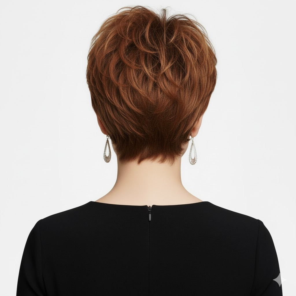 Zebaish Honey Brown Short Wig With Golden Blonde Steaks
