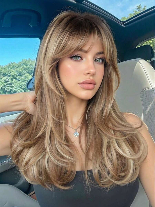 Zebaish Ash Brown Ombre Topper With Golden Highlights