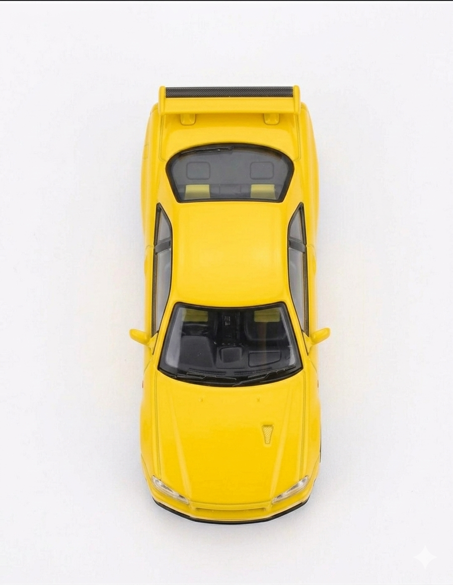 MINI GT Nissan Skyline GT-R R34 V-Spec Lightning Yellow Mijo Exclusive 1:64 762