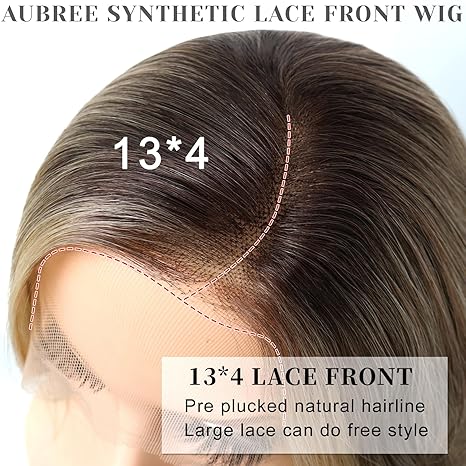 Balayage Ash Blonde Ombre Wig, 28" Soft Waves Synthetic Lace Frontal| Zebaish Wigs & Extensions