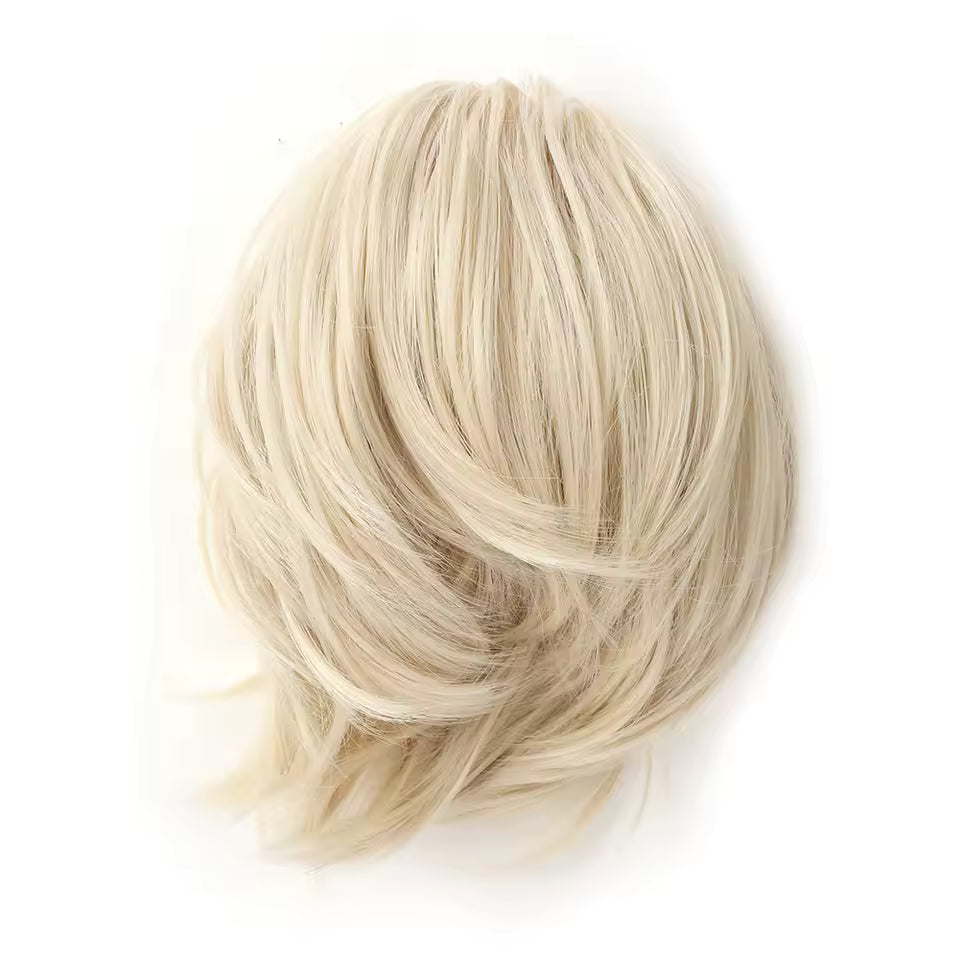 Messy Chignon Platinum Blonde Color Hair Extension, 8-Inch Synthetic Fiber Updo, Volume Scrunchie With elastic band | Zebaish Wigs And Extensions