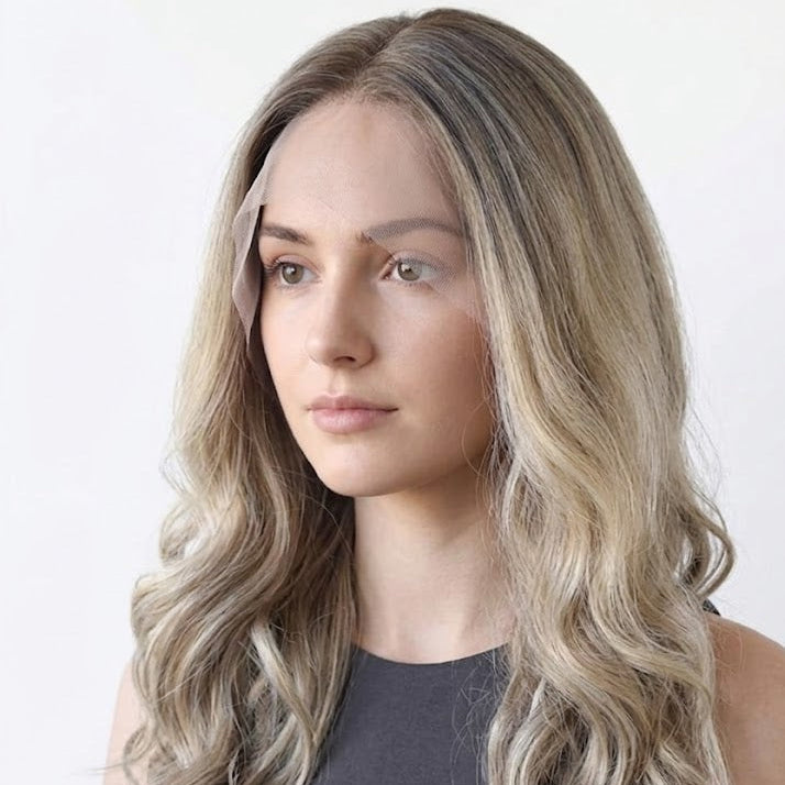 Balayage Ash Blonde Ombre Wig, 28" Soft Waves Synthetic Lace Frontal| Zebaish Wigs & Extensions