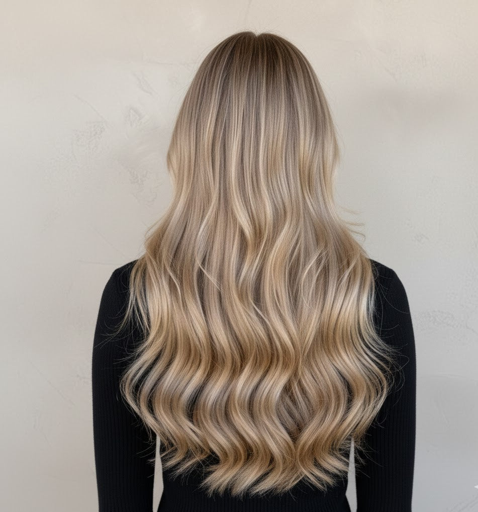 Halo Hair Extensions 24 Inch Synthetic - Long Wavy Dirty Blonde | Zebaish Wigs & Extensions