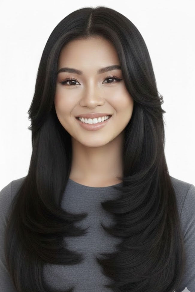 Black Brown 2 Clips Patch with Curtain Bangs | Zebaish Wigs and Extensions