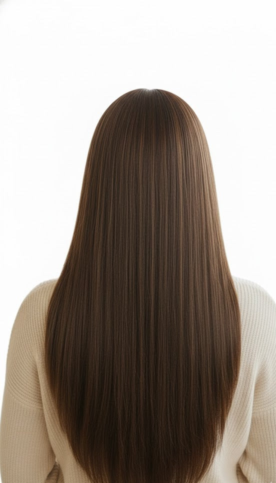 Smokey Walnut Fixed Parting Lace Wig 30" Long Straight Hair For Women Synthetic Hair | Zebaish Wigs & Extensions