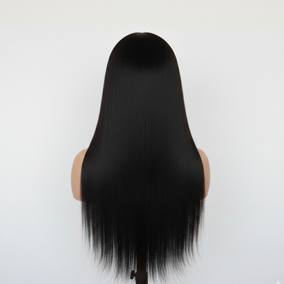 13*4 Black Front Lace Wig 32" Long Straight Synthetic Hair By Zebaish | Zebaish Wigs & Extensions