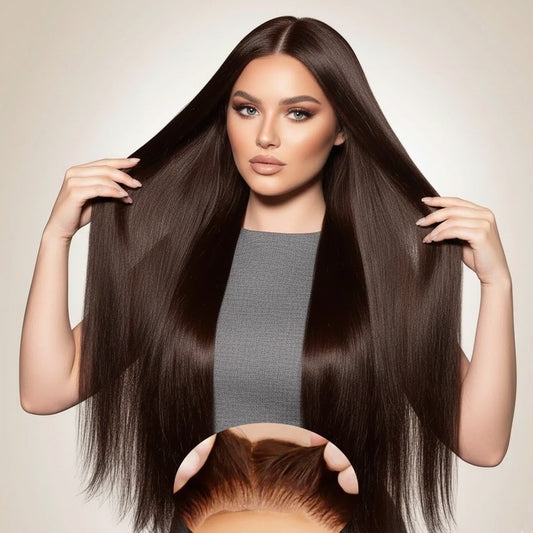 13*4 Chocolate Brown Front Lace Wig 32" Long Straight Synthetic Hair By Zebaish | Zebaish Wigs & Extensions