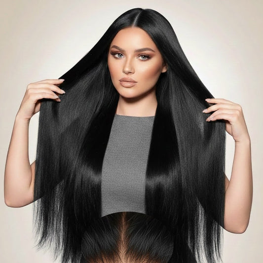 13*4 Black Front Lace Wig 32" Long Straight Synthetic Hair By Zebaish | Zebaish Wigs & Extensions