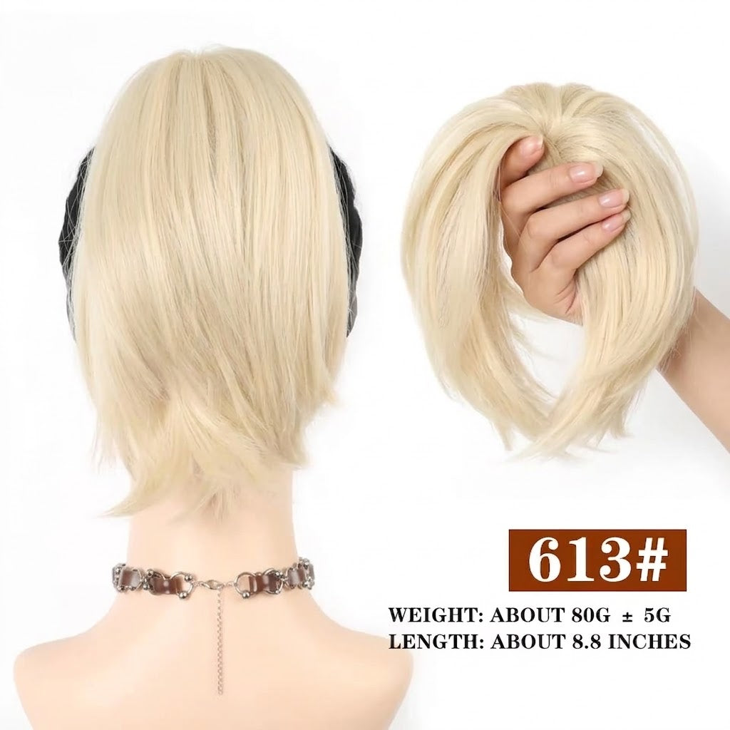 Messy Chignon Platinum Blonde Color Hair Extension, 8-Inch Synthetic Fiber Updo, Volume Scrunchie With elastic band | Zebaish Wigs And Extensions