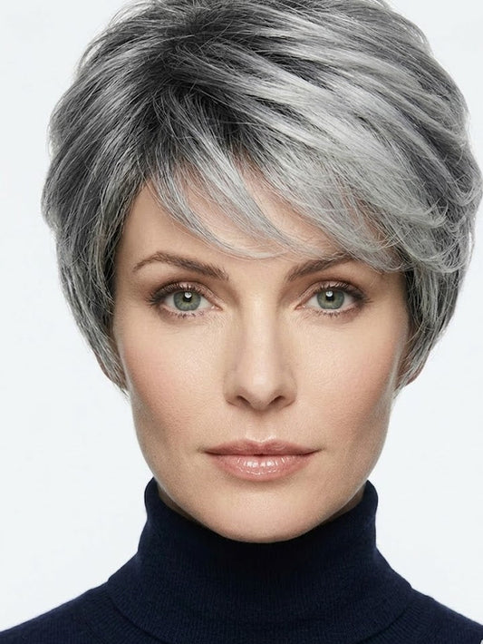 Zebaish Short Silver And Grey Wig With Bangs | Zebaish Wigs & Extensions